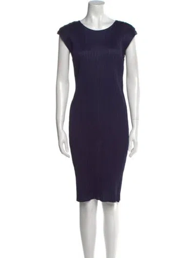 Pre-owned Issey Miyake Scoop Neck Knee-length Dress In Blue