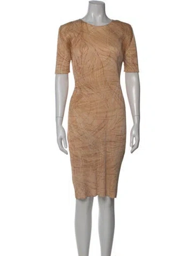 Pre-owned Issey Miyake Scoop Neck Knee-length Dress In Orange