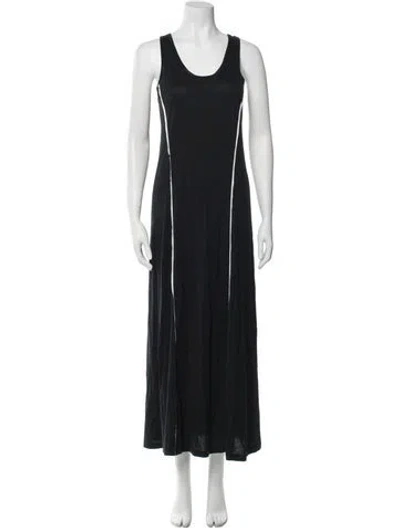 Pre-owned Issey Miyake Scoop Neck Long Dress In Black