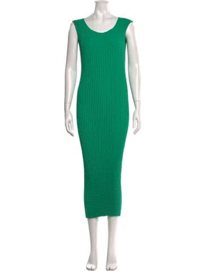 Pre-owned Issey Miyake Scoop Neck Long Dress In Green