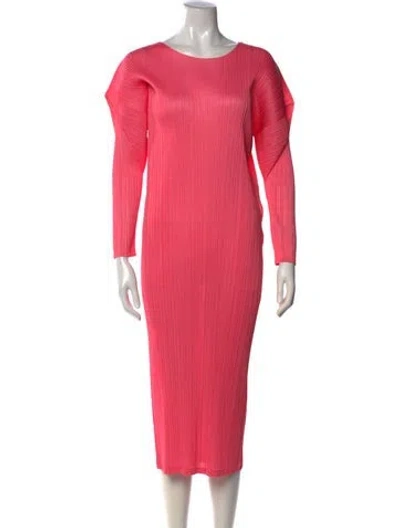 Pre-owned Issey Miyake Scoop Neck Long Dress In Pink