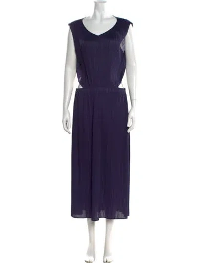 Pre-owned Issey Miyake Scoop Neck Long Dress In Purple
