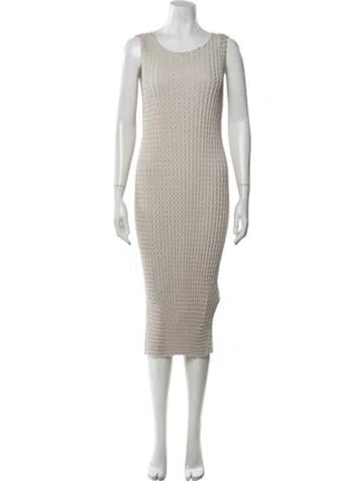 Pre-owned Issey Miyake Scoop Neck Midi Length Dress In Gray