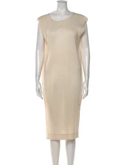 Pre-owned Issey Miyake Scoop Neck Midi Length Dress In Neutral