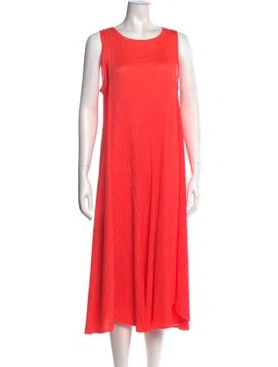 Pre-owned Issey Miyake Scoop Neck Midi Length Dress In Pink