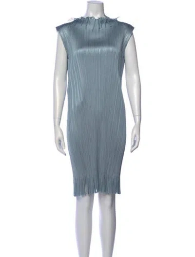 Pre-owned Issey Miyake Scoop Neck Mini Dress In Blue