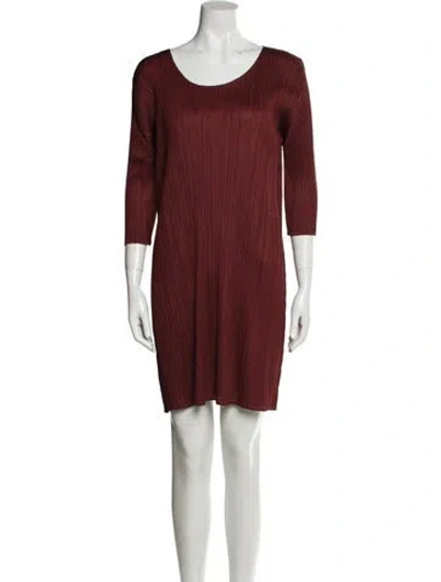 Pre-owned Issey Miyake Scoop Neck Mini Dress In Burgundy