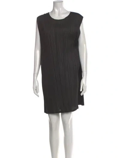 Pre-owned Issey Miyake Scoop Neck Mini Dress In Gray