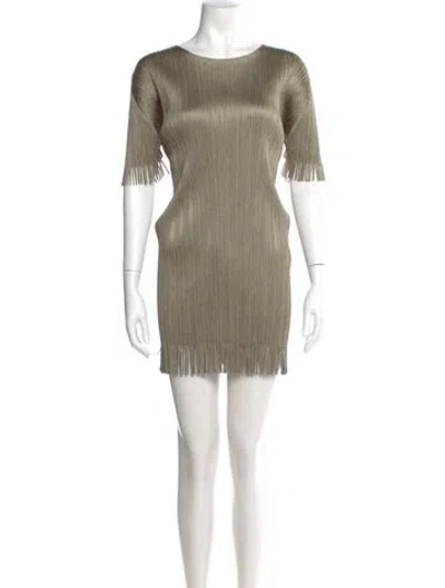 Pre-owned Issey Miyake Scoop Neck Mini Dress In Green