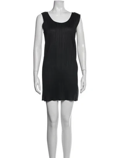 Pre-owned Issey Miyake Scoop Neck Mini Dress In Grey