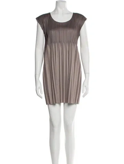 Pre-owned Issey Miyake Scoop Neck Mini Dress In Neutral