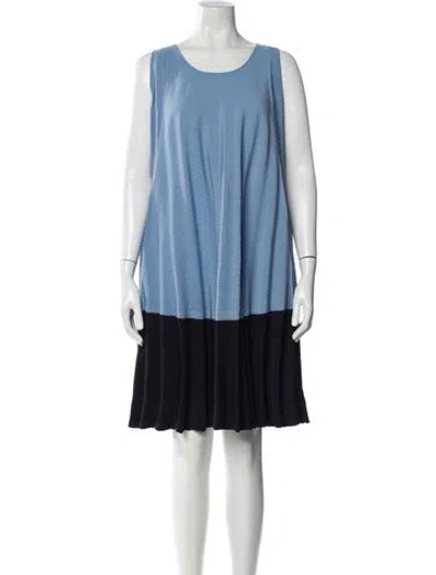 Pre-owned Issey Miyake Scoop Neck Mini Dress W/ Tags In Blue