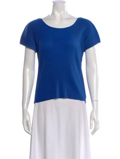 Pre-owned Issey Miyake Scoop Neck Short Sleeve Top In Blue