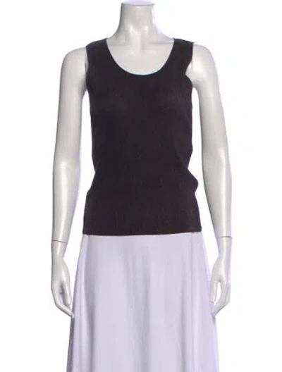 Pre-owned Issey Miyake Scoop Neck Sleeveless Top In Black