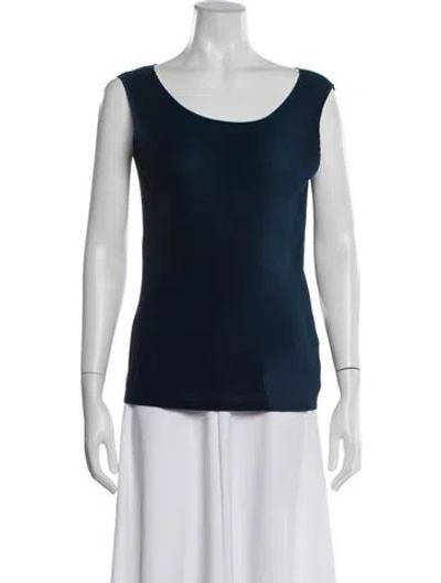Pre-owned Issey Miyake Scoop Neck Sleeveless Top In Blue