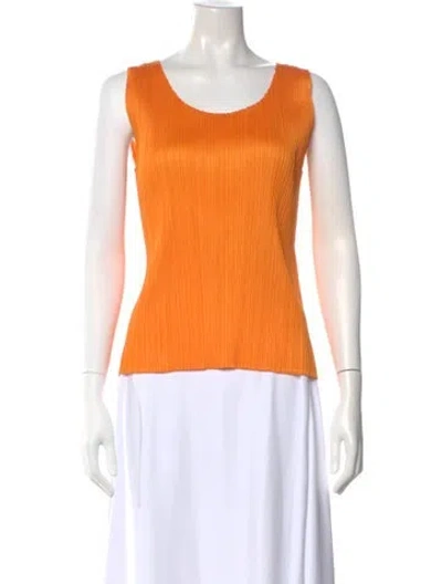 Pre-owned Issey Miyake Scoop Neck Sleeveless Top In Orange