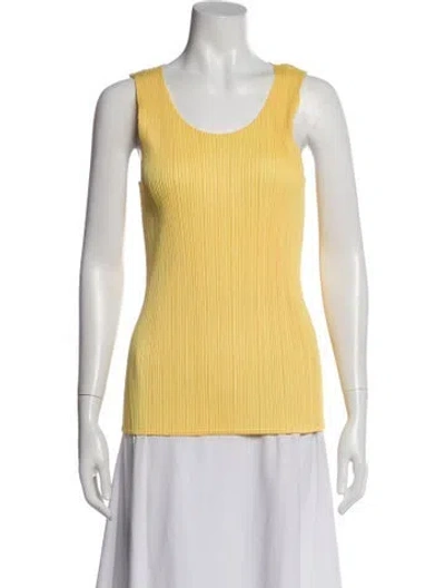 Pre-owned Issey Miyake Scoop Neck Sleeveless Top In Yellow