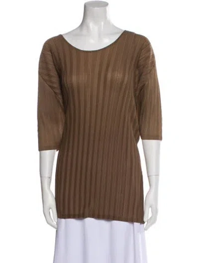 Pre-owned Issey Miyake Scoop Neck Three-quarter Sleeve Tunic In Brown