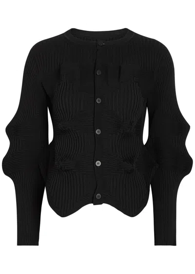 Issey Miyake Sculpted Knit Cardigan In Black