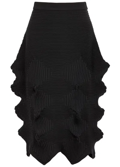 Issey Miyake Sculpted Knit Midi Dress In Black
