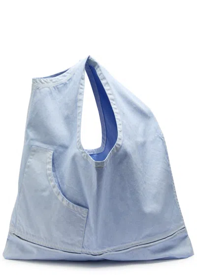 Issey Miyake Sculptural Canvas Tote Bag In Blue