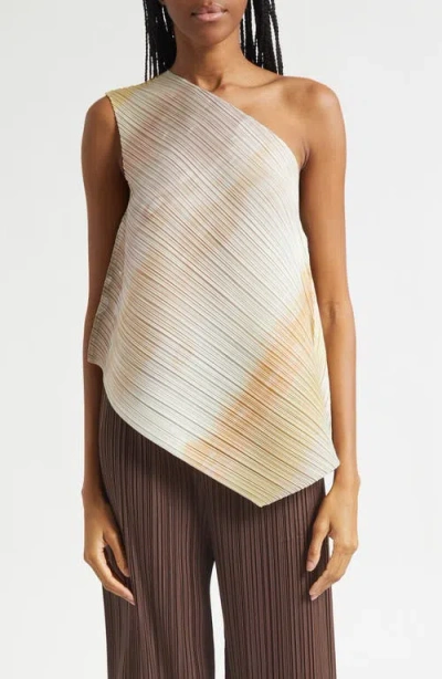 Issey Miyake Sea Bubble Pleated One-shoulder Top In Neutral