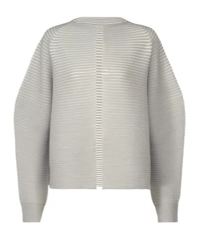 Issey Miyake Seamless Knitted Cardigan In Gray
