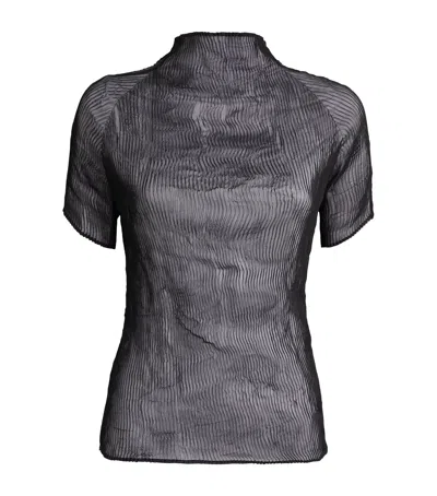Issey Miyake Semi-sheer Chiffon Twist Top In Black
