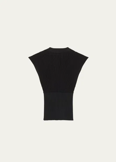 Issey Miyake Sensu Knit Slim Top In Black