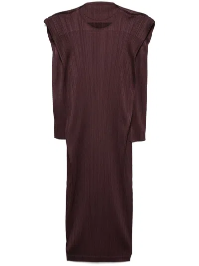 Issey Miyake September Midi Dress In Brown