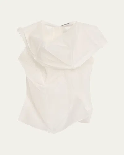 Issey Miyake Shade And Shaded Sleeveless Top In White