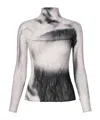 Issey Miyake Shadow Study Crinkled Chiffon Twist Turtleneck In Burgundy