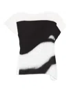 Issey Miyake Shadow Study Pleated Asymmetric Top In Black