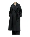 Issey Miyake Shaped Membrane Belted Maxi Coat In Black