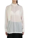 Issey Miyake Women Sheer Shirt With Shawl In White