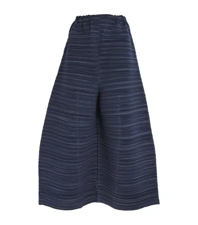 Issey Miyake Sheer Bounce Pleated Cropped Trousers In Blue