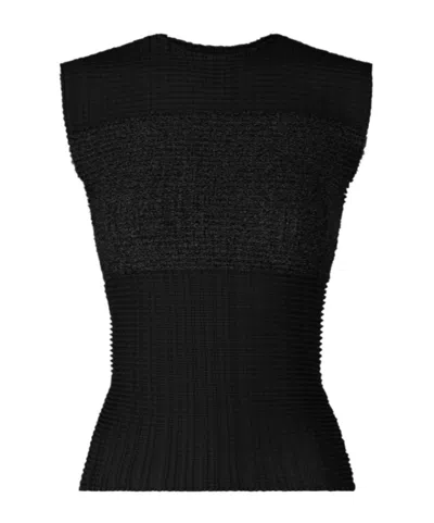 Issey Miyake Sheer Fuzzy Pleats In Black