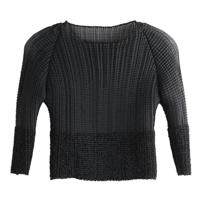 Pre-owned Issey Miyake Sheer Fuzzy Pleats Shirt 'black' | Women's Size 2