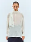 Issey Miyake Women Sheer Shirt With Shawl In White