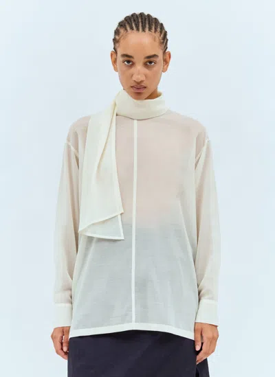 Issey Miyake Sheer Shirt With Shawl In Off White