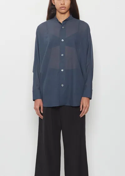 Issey Miyake Sheer Wool Dolman Sleeve Shirt In Blue