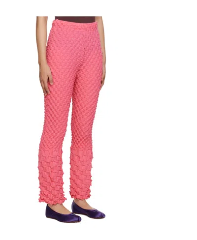 Issey Miyake Shell Knitted Casual Pants In Red