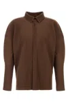 Issey Miyake Ns Pleated Relaxed-fit Knitted Shirt Sepia Brown