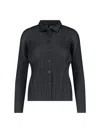 Issey Miyake Womens Black Pleated Collared Relaxed-fit Knitted Shirt In Black
