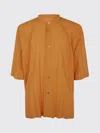 Issey Miyake Modern Mandarin Collar Half Sleeve Shirt In Orange