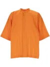 Issey Miyake Man Orange Short Sleeve Shirt In Orange