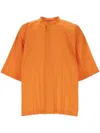 Issey Miyake Man Orange Short Sleeve Shirt In Orange