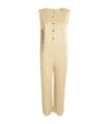 Issey Miyake Short-sleeve Cotton Denim Jumpsuit In Beige
