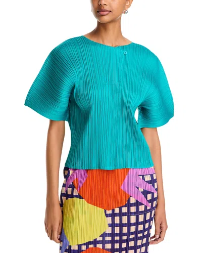 Issey Miyake Short Sleeve Top In Blue