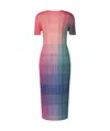 Issey Miyake Pleated Midi Dress In Pink